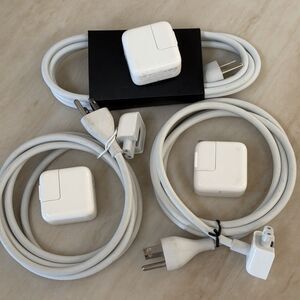 Lot of 3 Apple Charger 10W 12W USB Power Adapters +3 Extension Cables OEM Bundle